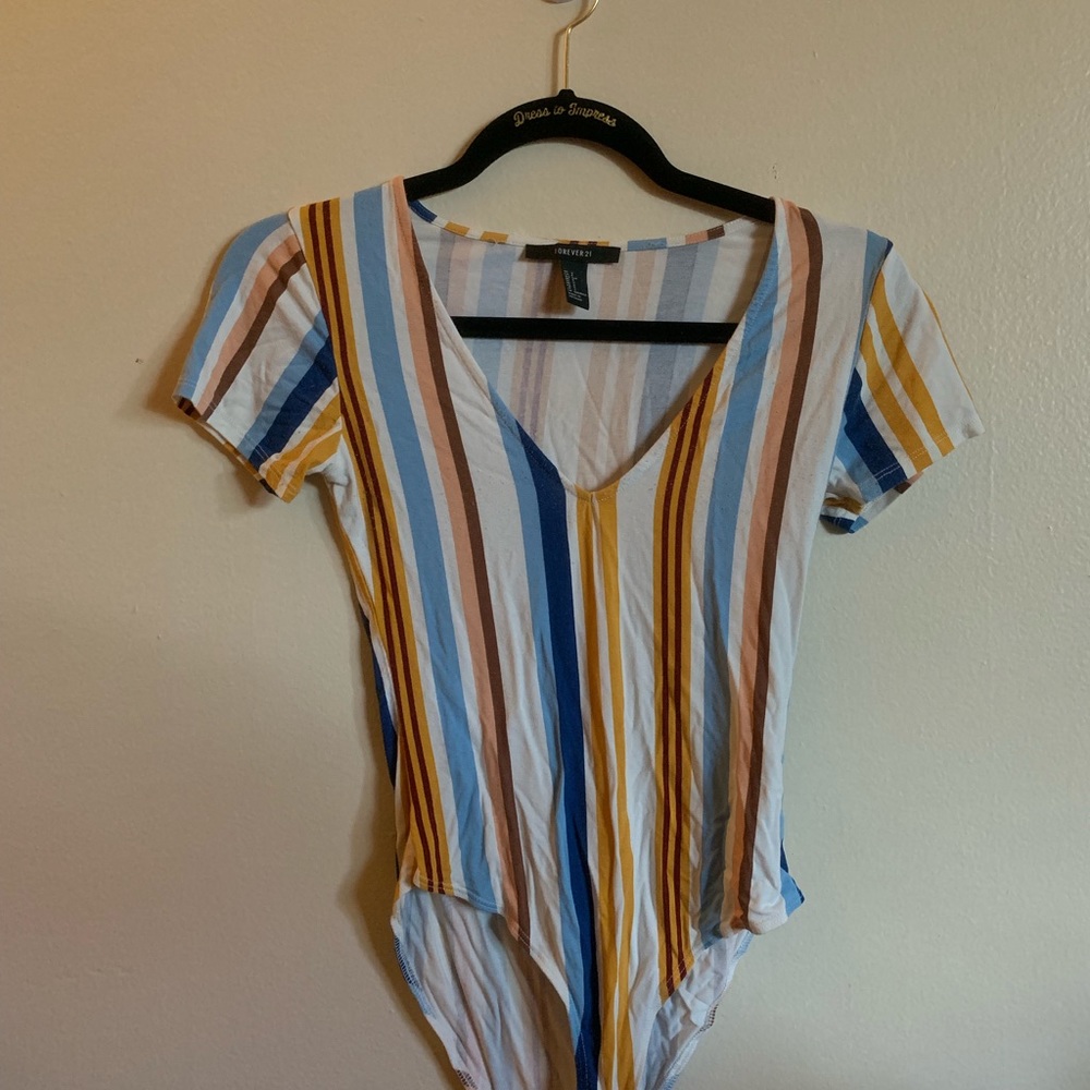 Multicolored Striped Bodysuit